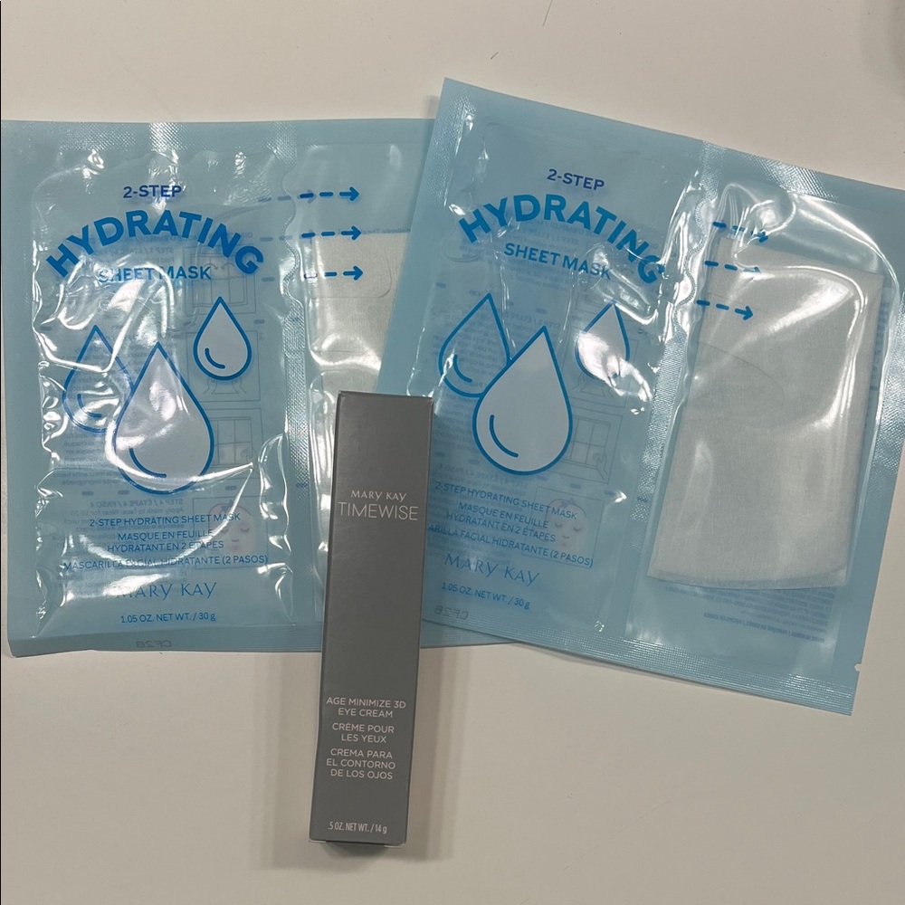 Mary Kay TimeWise Eye Cream & 2 Hydrating Sheet Masks, NEW